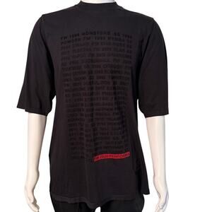 Rick Owens DRKSHDW FW20 Performa Text Graphic Tee size Large Double Black Red